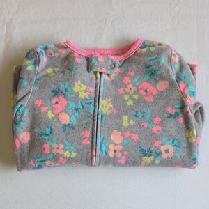 carter's gray floral fleece zipper footie sleeper pajamas 3T toddler girls
